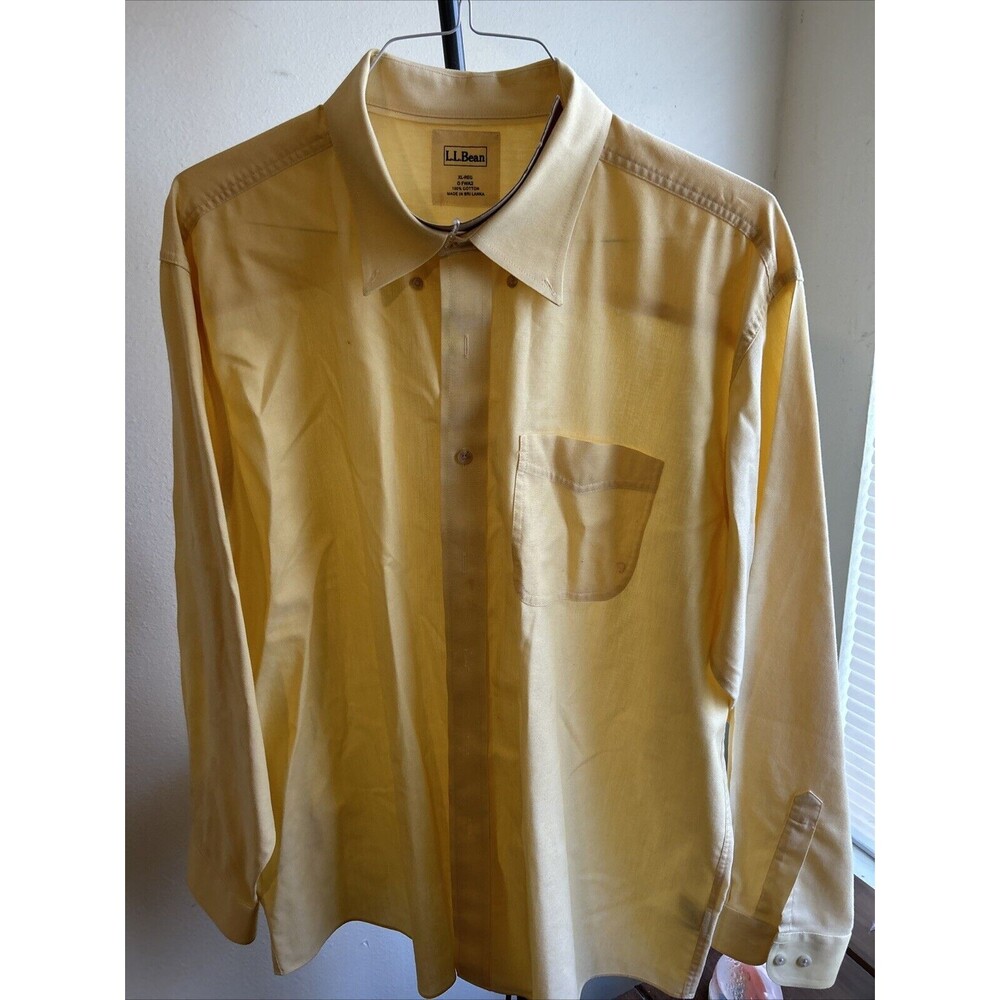 L.L. BEAN Yellow Dress Shirt Button Front - Mens XL